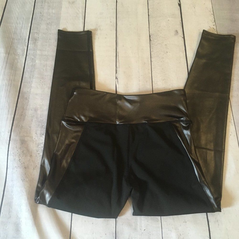 NWT, Women's Vegan Leather Leggings w/Mesh Panel Sides: Small & Medium - Picture 6 of 6